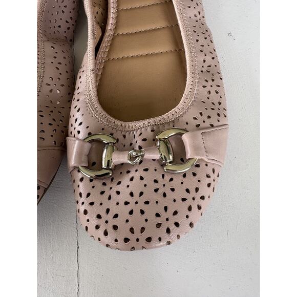🩰 Me Too Comfort Scrunch Ballet Flats 8.5 M Pink Leatherette; Horse Bit Straps - Picture 5 of 10